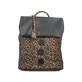 Rieker Rucksack H1357-24 in Animalprint mit bunten Details, Reißverschluss und Handyfach. Vorderseite.