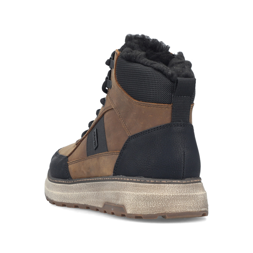 Braun-schwarze Rieker Herren Sneaker High B5546-26 aus Rauleder. Schuh von hinten.