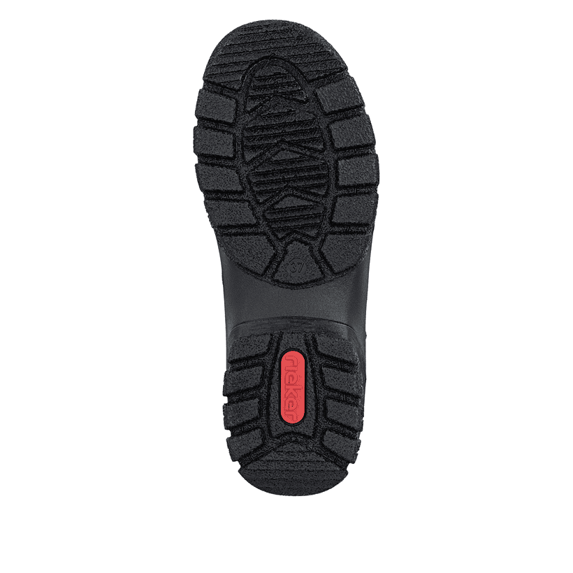 Dunkelgraue Rieker Damen Schnürstiefel Z7218-45 aus Rauleder. Schuh Laufsohle.