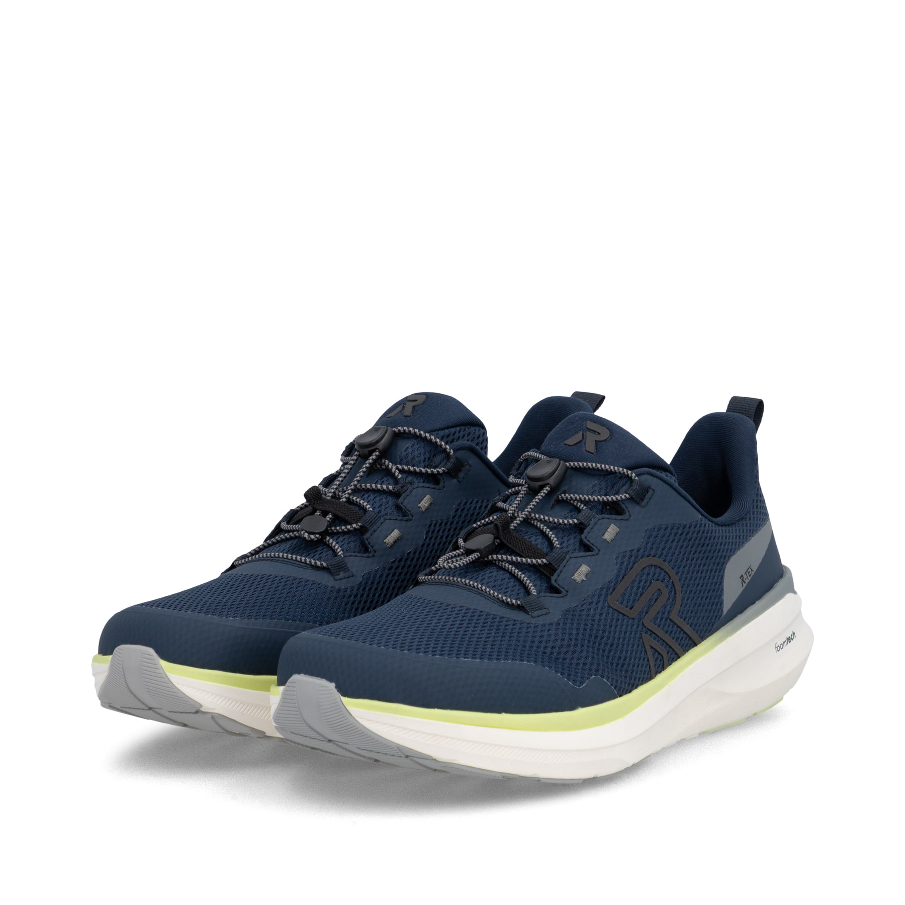 Blaue Rieker Sport Herren Sneaker Low U4300-14. Schuhpaar seitlich schräg.