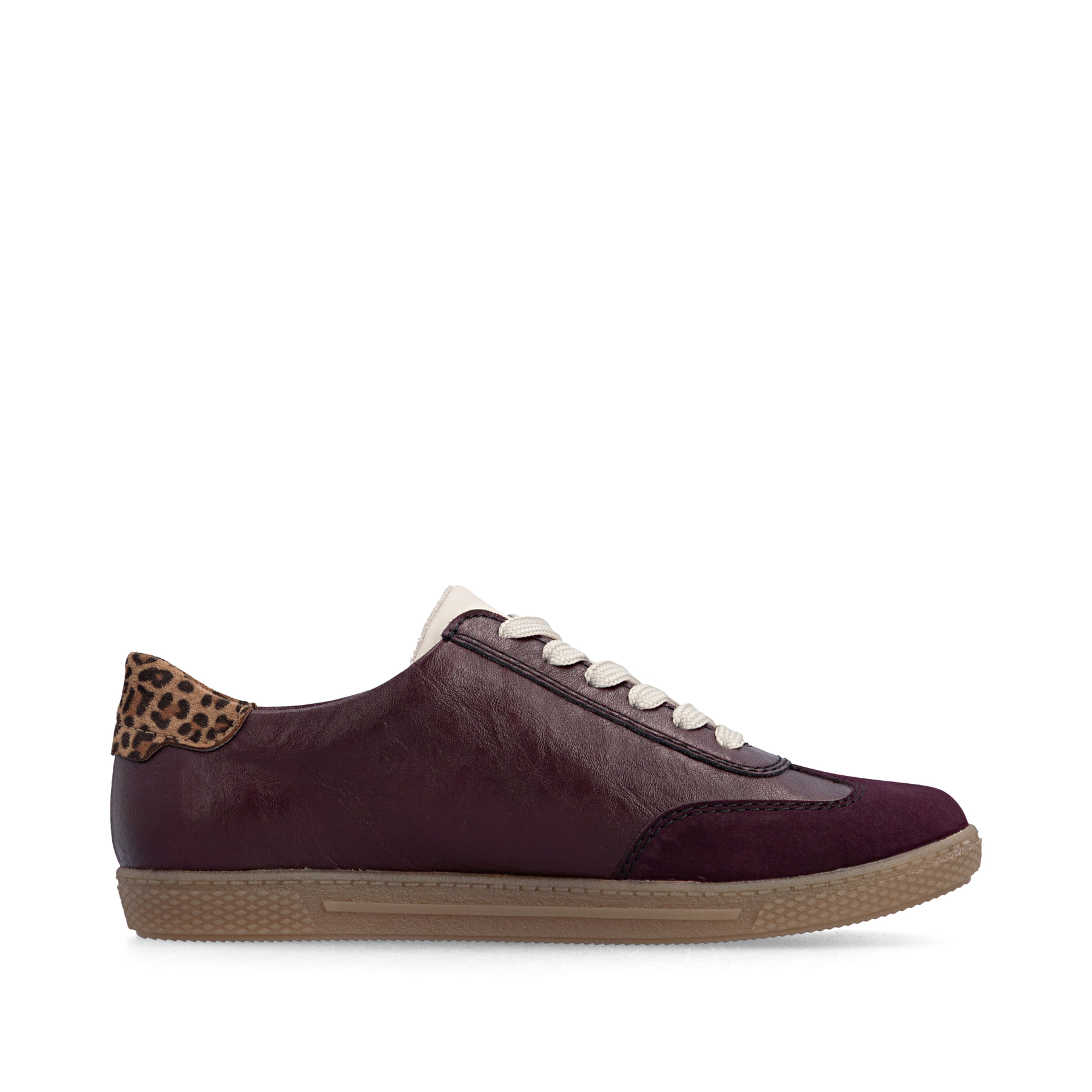 Brombeerfarbene Rieker Damen Sneaker Low L9700-30 mit einem Reißverschluss. Schuh Innenseite.