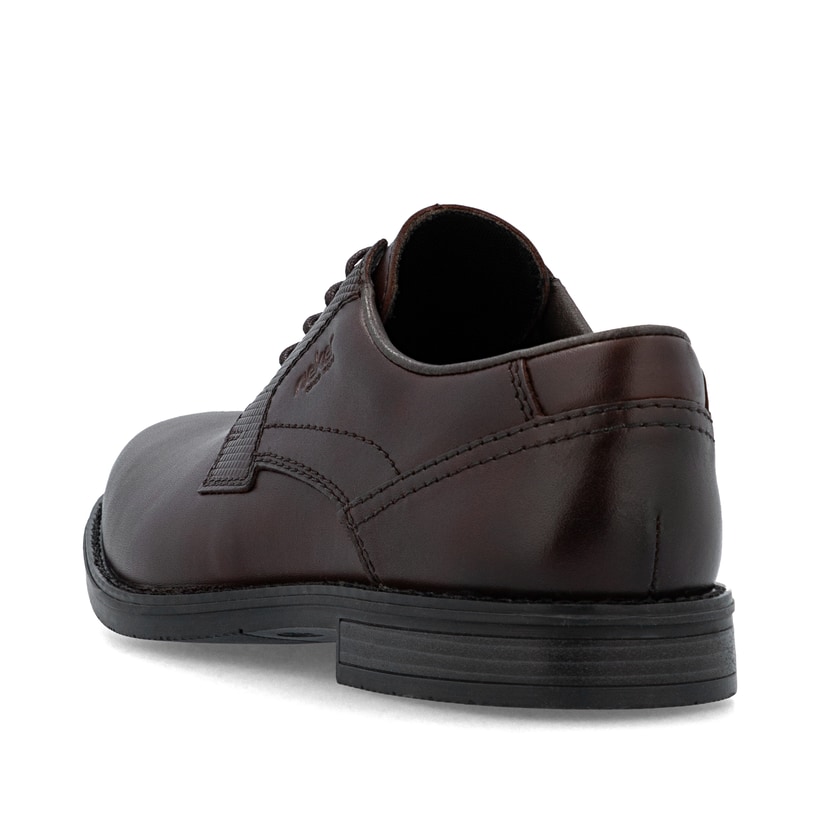 Dunkelbraune Rieker Herren Schnürschuhe 13523-25 aus Glattleder. Schuh von hinten.