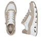 Weiße Rieker Damen Sneaker Low N5204-80 mit Reißverschluss sowie flexibler Sohle. Schuh von oben, liegend.