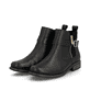 Schwarze Rieker Damen Chelsea Boots Z4959-00 aus Glattleder. Schuhpaar seitlich schräg.