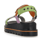 Schwarze Rieker Damen Riemchensandalen W1651-90 mit einer flexiblen Sohle. Schuh von hinten.