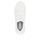 Weiße vegane Rieker Damen Sneaker Low W2701-80 mit einer Schnürung. Schuh von oben.