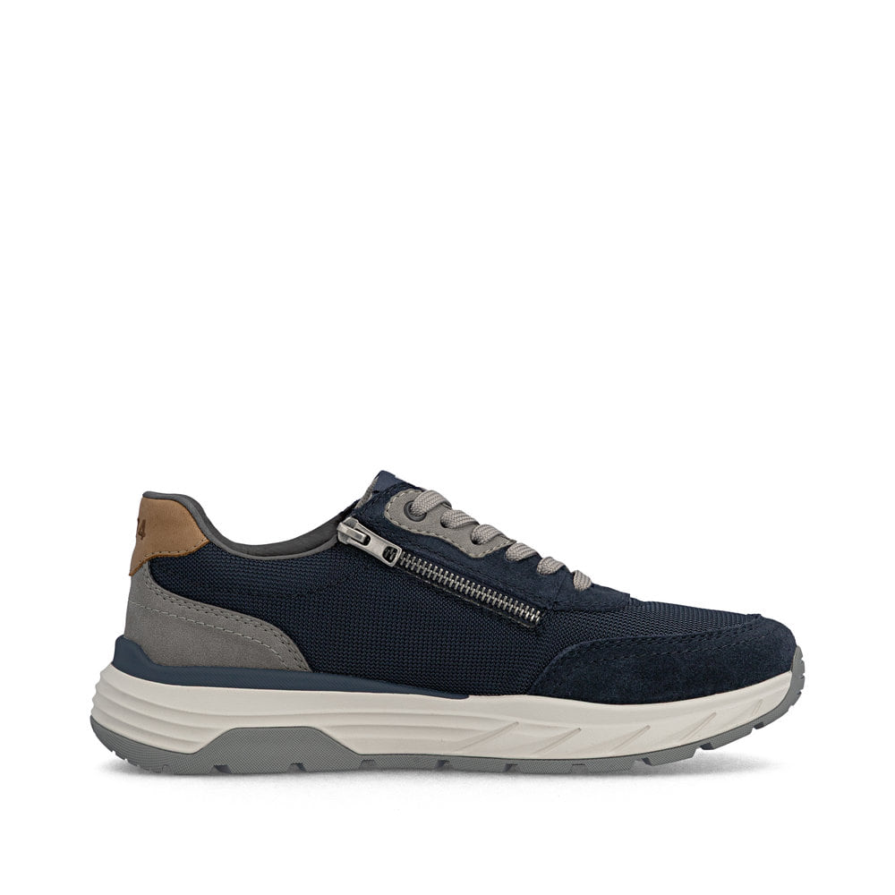 Blaugraue Rieker Herren Sneaker Low 06100-15 mit einem Reißverschluss. Schuh Innenseite.