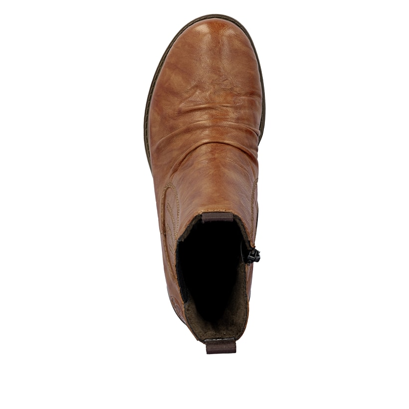 Chelsea Boots Rieker marron pour femme 74855-22 en cuir lisse. Semelle extérieure de la chaussure.