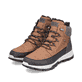 
Karamellbraune Rieker Herren Schnürstiefel 35540-24 mit einer leichten Profilsohle. Schuhpaar schräg.