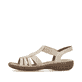Beige Rieker Damen Riemchensandalen 608C0-62 mit Strasssteinen sowie Gummizug. Schuh Außenseite.