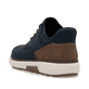 Blaue Rieker Herren Slipper B3357-14 mit Ready2GO Slip-in Feature sowie Gummizug. Schuh von hinten.