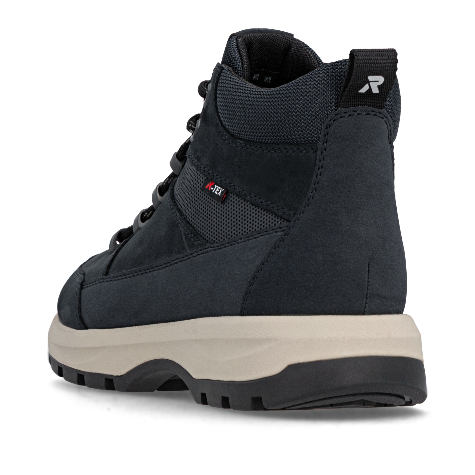 Blaue Rieker Herren Schnürstiefel U1671-14 aus Rauleder. Schuh von hinten.
