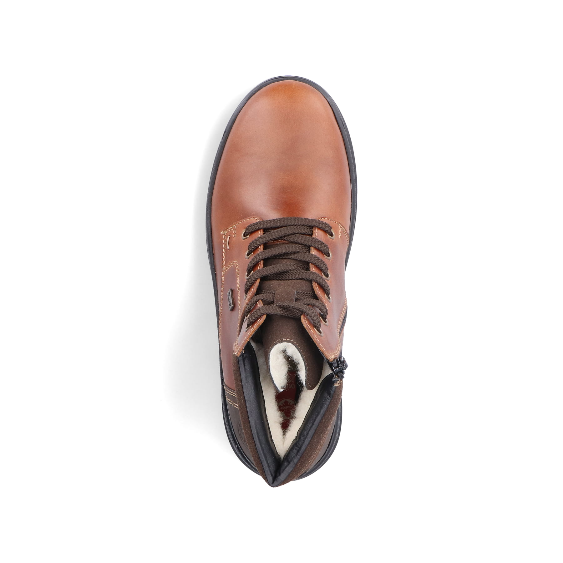 Bottes à lacets Rieker marron pour homme F5423-24 avec semelle Flip-Grip. Chaussure vue de dessus.