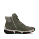 Khaki-schwarze Rieker Damen Schnürstiefel 45955-54 mit Strick-Kragen. Schuh Innenseite.