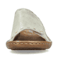 Hellbeige Rieker Damen Pantoletten 60896-62 mit einem Klettverschluss. Schuh von vorne.