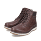
Nussbraune Rieker Herren Schnürstiefel 39430-25 mit Schnürung und Reißverschluss. Schuhpaar schräg.