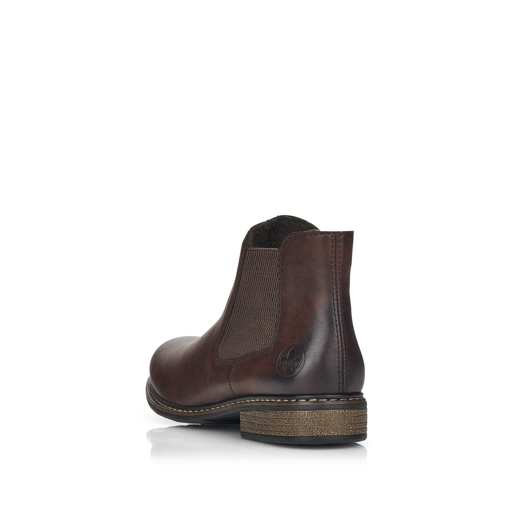 Espressobraune Rieker Damen Chelsea Boots Z4994-26 mit Reißverschluss. Schuh von hinten