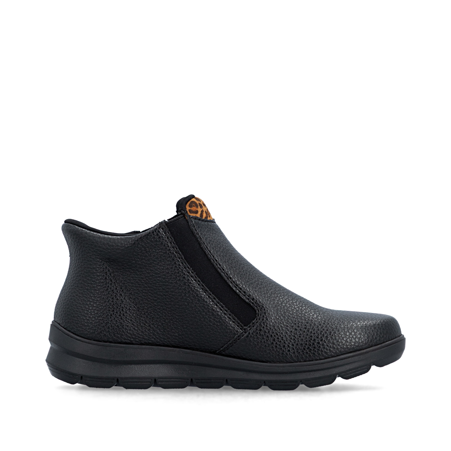 Schwarze Rieker Damen Kurzstiefel Z0059-00 mit wasserabweisender TEX-Membran. Schuh Innenseite.