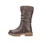Dunkelbraune Rieker Damen Hochschaftstiefel 92984-25 mit modischer Faltenoptik. Schuh Außenseite.