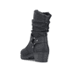 Mattschwarze Rieker Damen Kurzstiefel Y1760-00 mit geraffter Optik. Schuh von hinten.