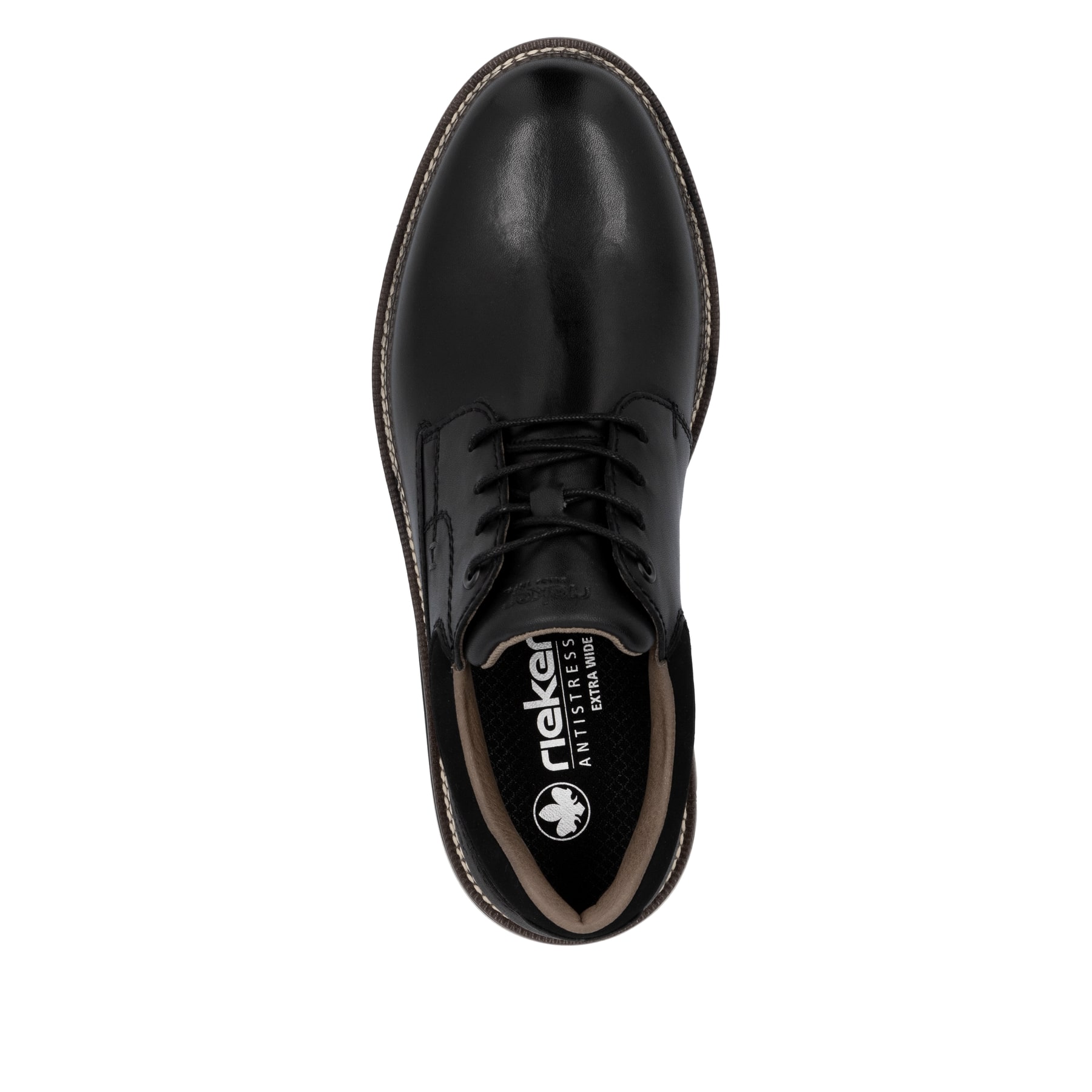 Chaussures à lacets Rieker noires pour homme 04501-00. Chaussure vue de dessus.