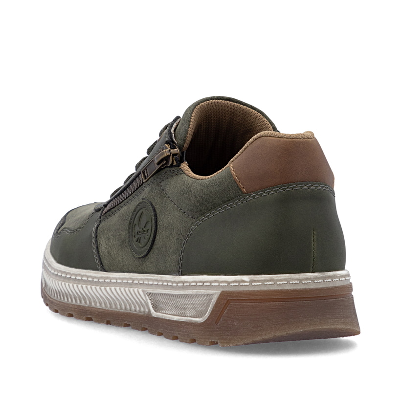 Baskets basses Rieker vertes pour homme 37029-52 avec fermeture éclair. Chaussure vue de dessus.