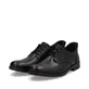 Schwarze Rieker Herren Slipper 10353-00 mit easy Hineinschlüpf-Möglichkeit. Schuhpaar seitlich schräg.