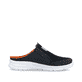 Blaue Rieker Herren Clogs B7390-14 mit einem Gummizug sowie Komfortweite G 1/2. Schuh Innenseite.
