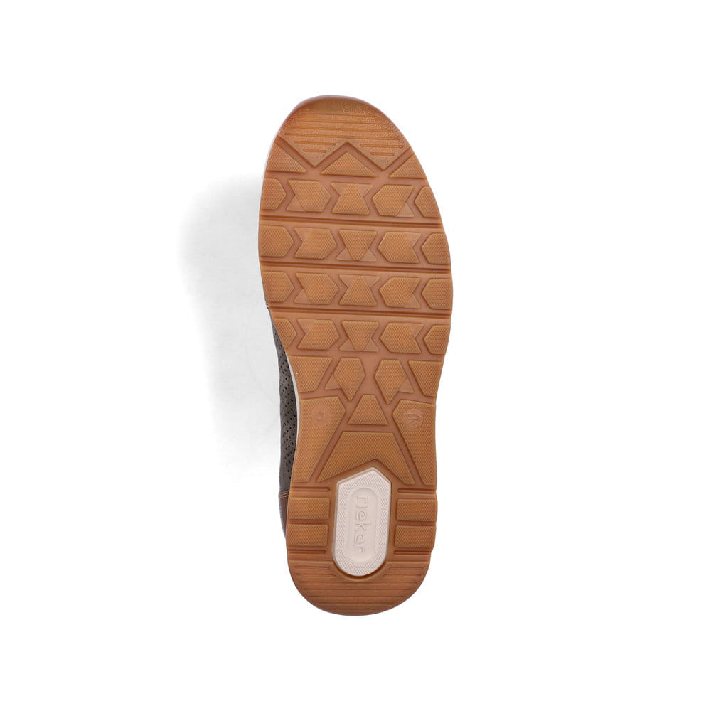 Braune Rieker Herren Clogs B0760-25 mit einem Gummizug sowie der Komfortweite G. Schuh Laufsohle.
