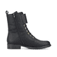 Asphaltschwarze Rieker Damen Schnürstiefel 70640-00 mit Schnürung und Reißverschluss. Schuh Innenseite