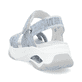 Blaue vegane Rieker Damen Trekkingsandalen W3152-10 mit einem Klettverschluss. Schuh von hinten.
