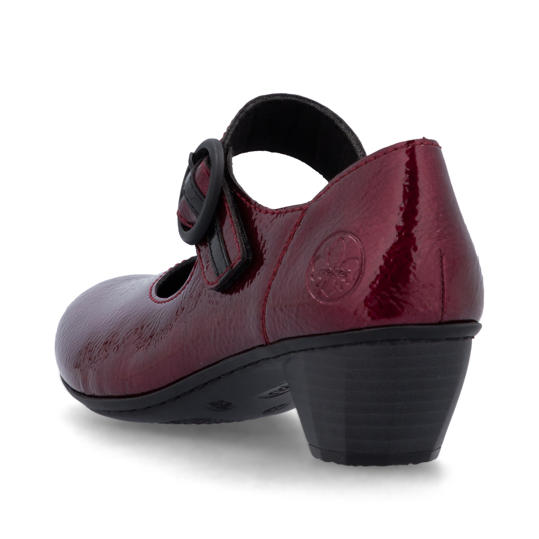 Escarpins Rieker rouges pour femme 41756-33 avec boucle. Chaussure vue de dessus.