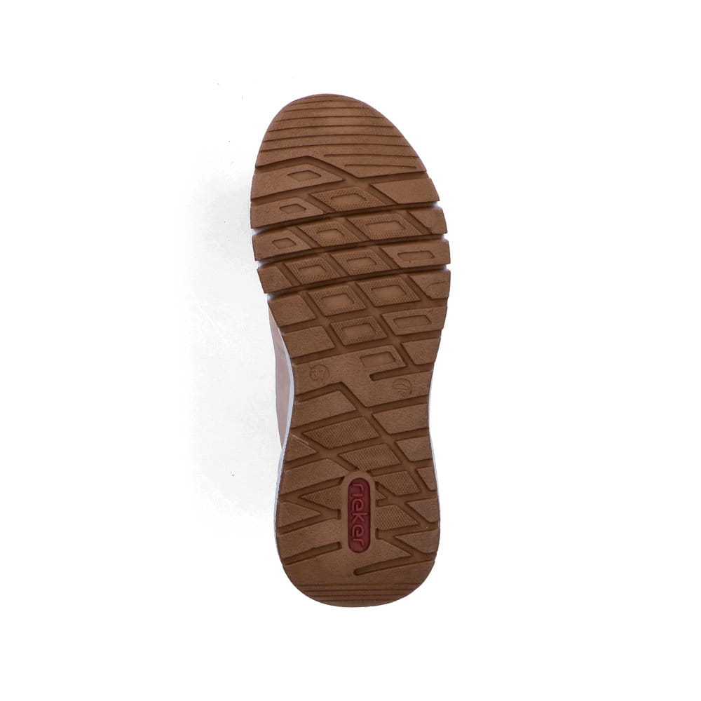 Rosane Rieker Damen Sneaker Low M4903-31 mit abgesetztem Logo sowie Schnürung. Schuh Laufsohle.