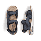 Blaue Rieker Herren Trekkingsandalen 29151-14 mit Rieker Air Sohlenfenster. Schuh von oben, liegend.