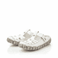 Cremeweiße Rieker Damen Clogs L0396-80 mit Klettverschluss sowie Blitzmuster. Schuh Außenseite gespiegelt.
