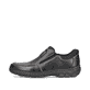 Schwarze Rieker Herren Slipper 19961-03 mit Elastikeinsatz sowie Komfortweite G. Schuh Außenseite.