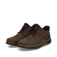 Dunkelbraun-schwarze Rieker Herren Slipper B3357-26 aus Rauleder. Schuhpaar seitlich schräg.