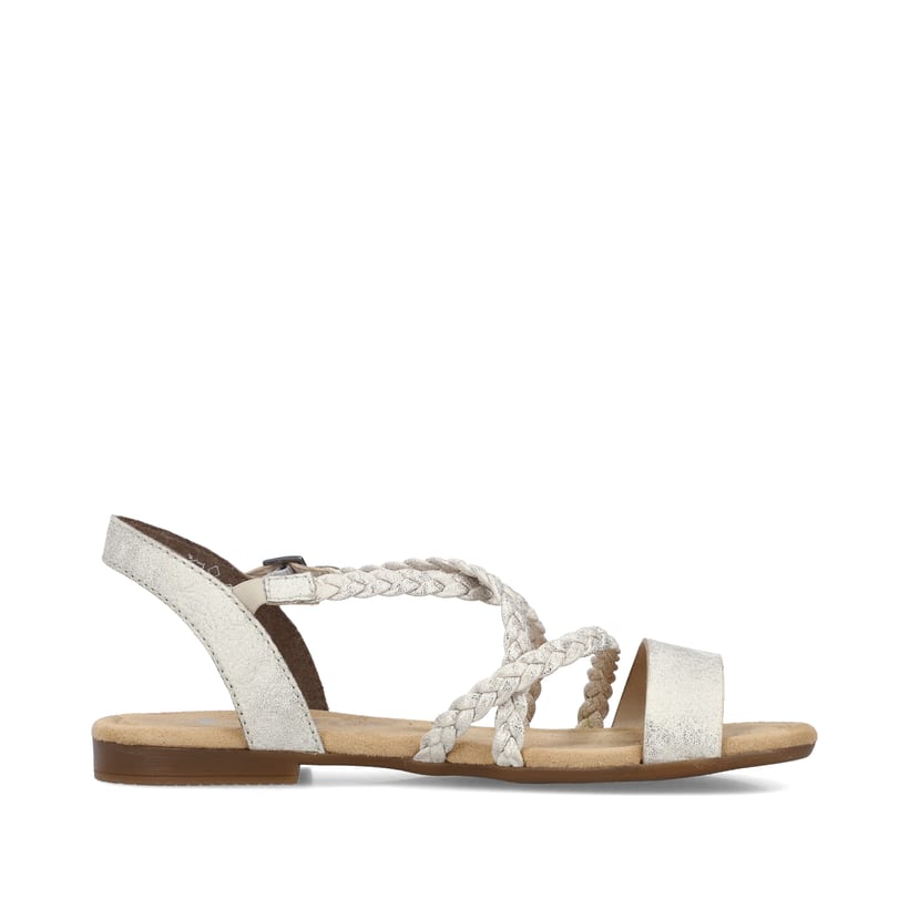 Beige Rieker Damen Riemchensandalen 65264-60 mit Schnalle sowie griffiger Sohle. Schuh Innenseite.
