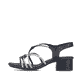 Schwarze vegane Rieker Riemchensandaletten 64970-00 mit Strasssteinen. Schuh Außenseite.