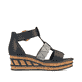 Schwarze Rieker Keilsandaletten 68182-00 mit trendigen Schnalle. Schuh Innenseite.