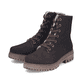 Dunkelbraune Rieker Damen Biker Boots Y7622-25 mit einem Reißverschluss. Schuhpaar seitlich schräg.