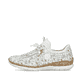 
Mehrfarbige Rieker Damen Slipper N4280-90 mit Gummizug sowie einer leichten Sohle. Schuh Außenseite
