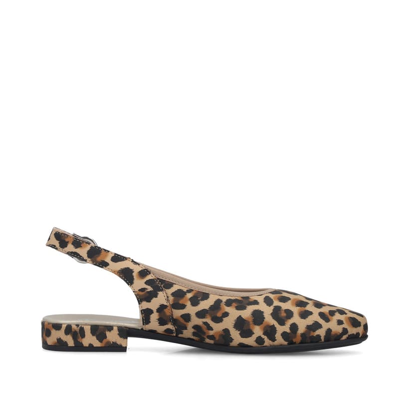 Escarpins Rieker beiges pour femme 43161-90 avec imprimé animal à la mode. Côté intérieur de la chaussure.
