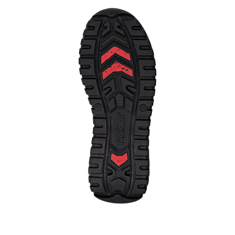 Schwarze Rieker Herren Schnürstiefel U1572-00 mit griffiger Fiber-Grip Sohle. Schuh Laufsohle.