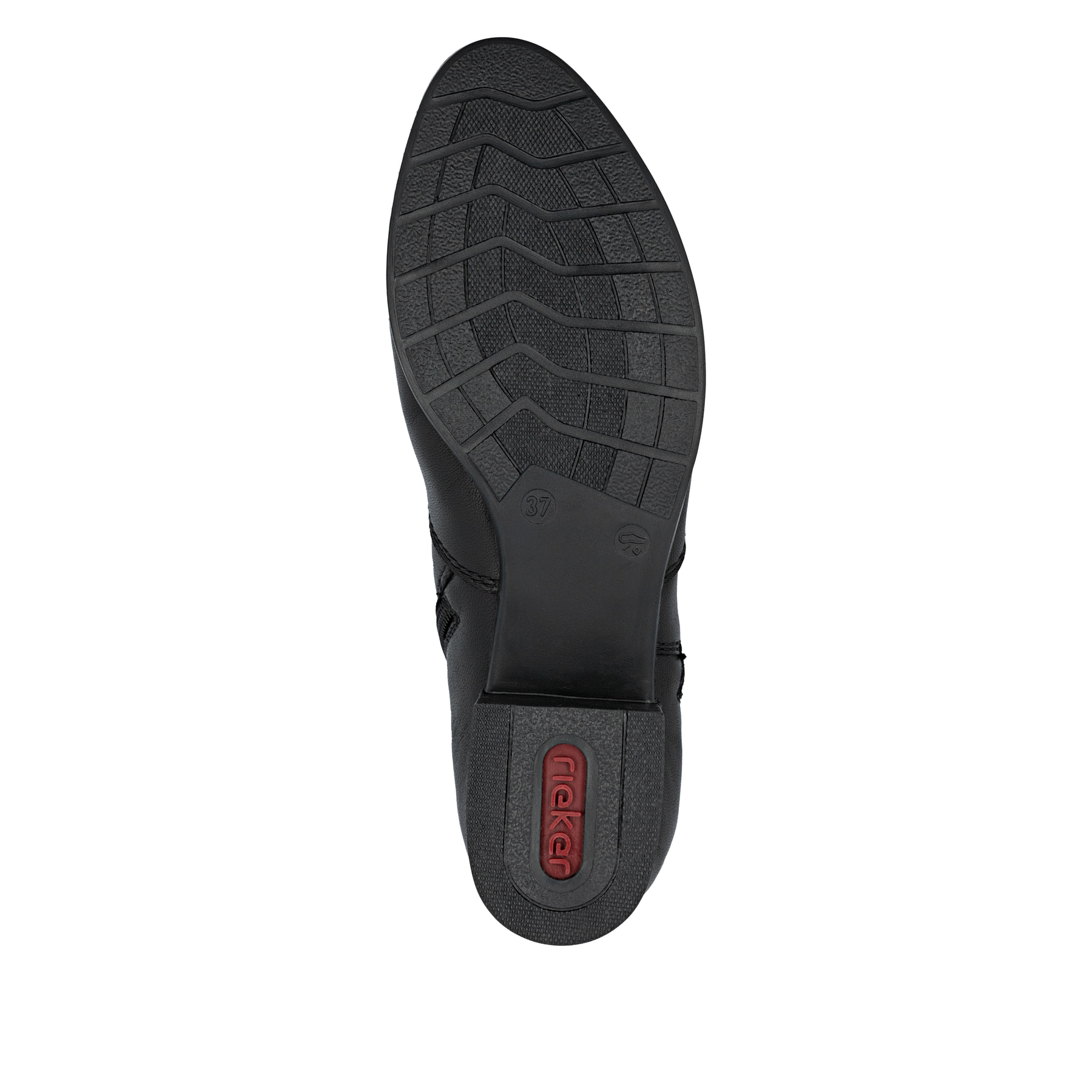 Schwarze Rieker Damen Stiefeletten 78656-00 aus Glattleder mit Reißverschluss. Schuh Laufsohle.