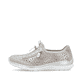 Metallische Rieker Damen Slipper L32P6-90 mit Deko-Reißverschluss sowie Gummizug. Schuh Außenseite.