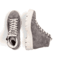 Hellgraue Rieker Damen Schnürstiefel Z7410-40 mit dunklen Ziernähten. Schuh von oben, liegend.