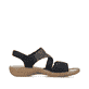 Schwarze Rieker Damen Riemchensandalen 60862-00 mit einem Klettverschluss. Schuh Innenseite.