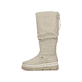 Cremefarbene Rieker Damen Hochschaftstiefel Y6370-60 mit gerafftem Schaft. Schuh Außenseite.