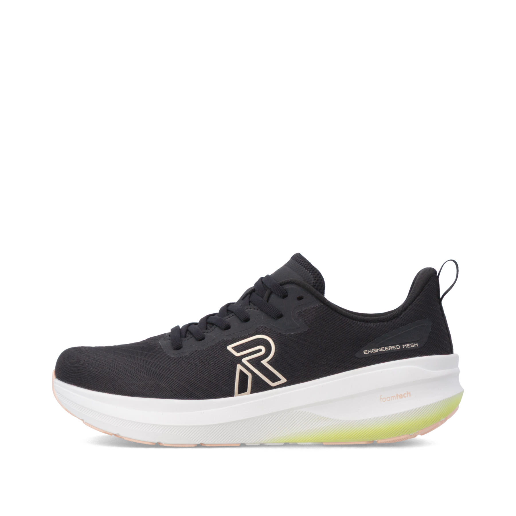Schwarze Rieker Sport Damen Sneaker Low W4301-00. Schuh Außenseite.